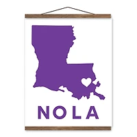 Large Nola State Teak Hanging Canvas