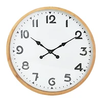 Hello Honey® 29" Round Natural Wood and Metal Wall Clock