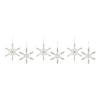 6ct. Jeweled Silver Metal & Glass Snowflake Ornaments