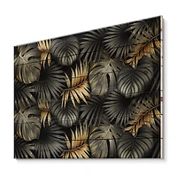 Designart - Black and Gold Tropical Leaves II