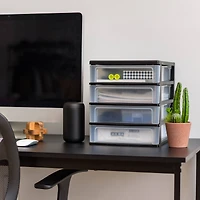 IRIS Black 4 Drawer Desktop Storage Unit Set