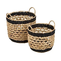 Honey Can Do Black & Brown Round Woven Decorative Nesting Basket Set