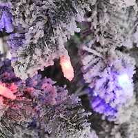 Glitzhome® 4.5ft Pre-Lit Flocked Artificial Christmas Tree, Warm White Lights