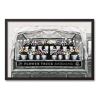 Flower Truck 31.73" x 21.73" Black Framed Canvas