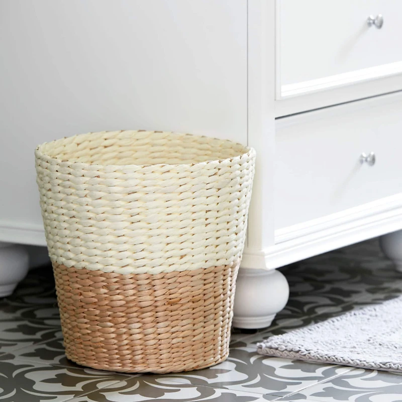 Household Essentials Natural Woven Paper Rope Waste Basket