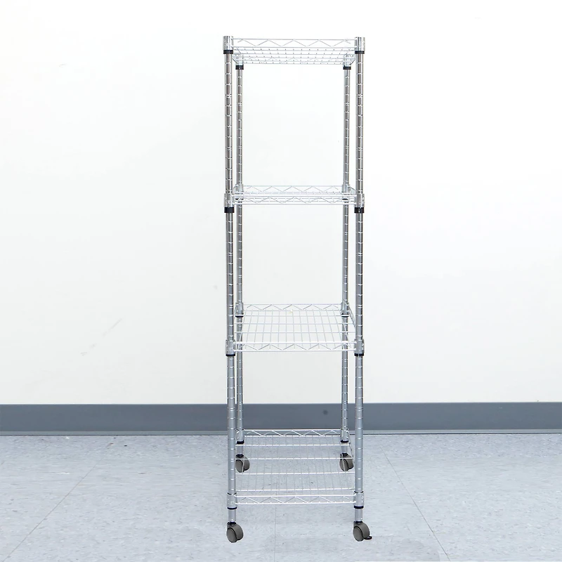 Mind Reader Adjustable 4-Tier Metal Storage Rack with Wheels