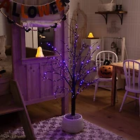 4ft. Pre-Lit Halloween Black Twig Artificial Tree with 180 Orange & Purple LED Lights