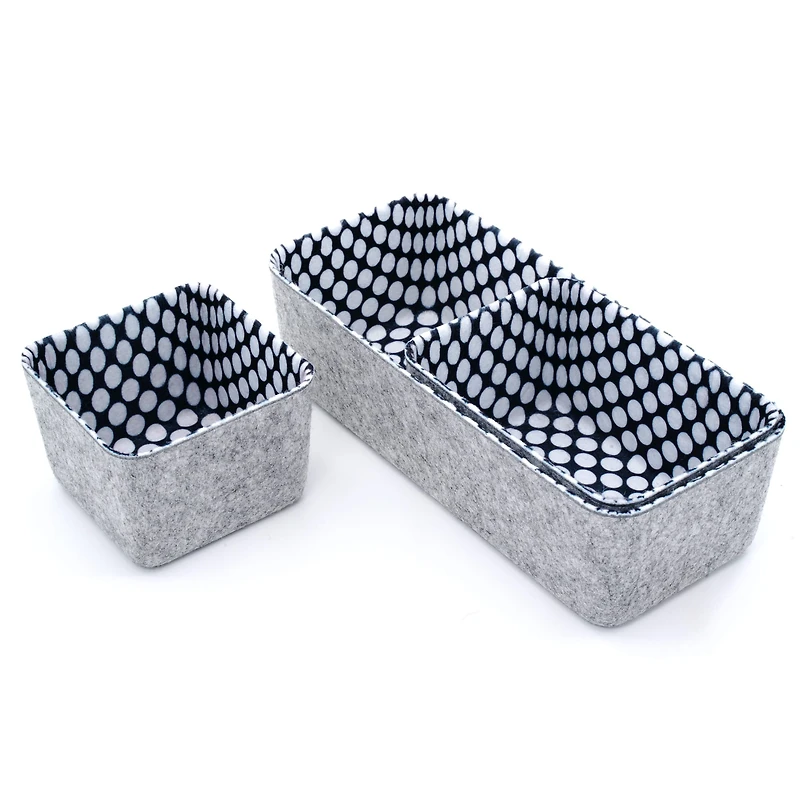 Welaxy Felt 3 Piece Polka Dot Storage Bin Set