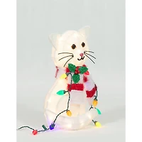 20" Plush Cat Sculpture with LED String Lights