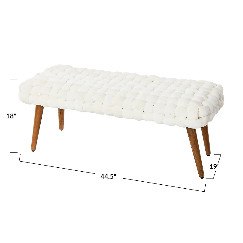 Hello Honey® Cream Chunky Woven Velvet Entryway Bench