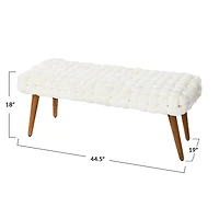 Hello Honey® Cream Chunky Woven Velvet Entryway Bench