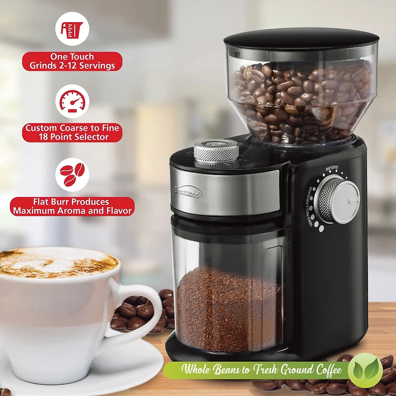 Brentwood 8oz. 150-Watt Automatic Burr Coffee Bean Grinder Mill