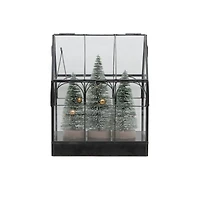 Black Christmas Tree Greenhouse LED Lighted Lantern by Ashland®