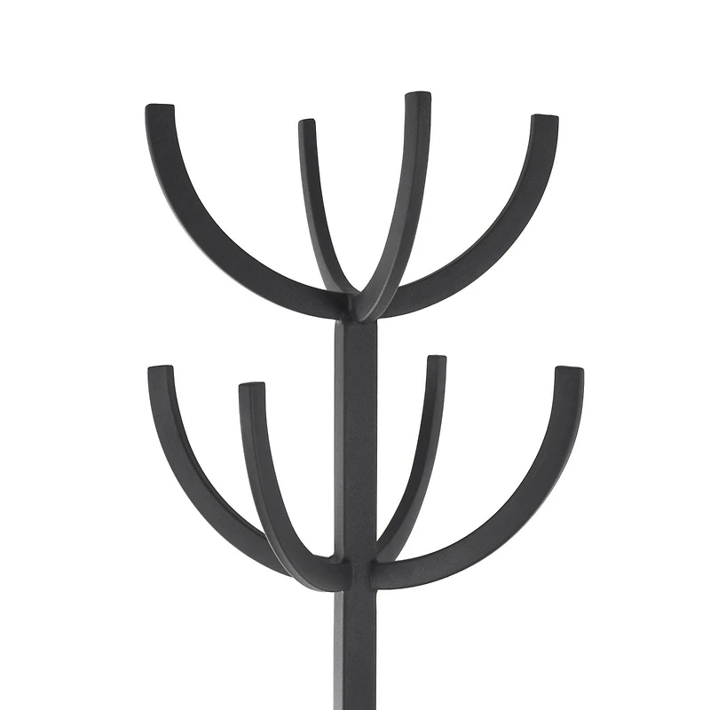 72" Black Metal 8 Hook Coat Rack with Ached Legs