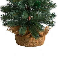 3ft. Pre-Lit Green Pine Artificial Christmas Tree with Burlap Base, Warm White Lights