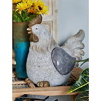 16" Gray Stone Country Hen Garden Sculpture