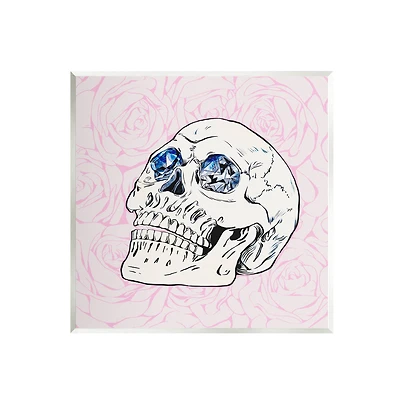 Stupell Industries Pink Roses Crystal Eyes Skull Wall Plaque Art