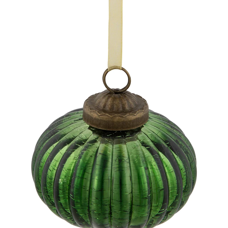 3" Green Crackle Glass Onion Christmas Ornament