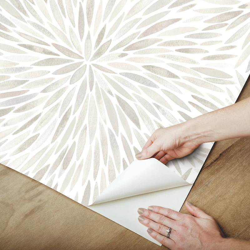 RoomMates Neutral Cat Coquillette Burst Peel & Stick Wallpaper