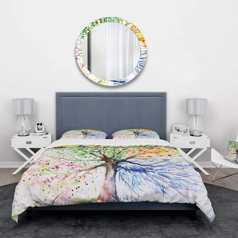 Designart 'Four Seasons Tree' Floral Bedding Set