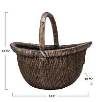 Hello Honey® 14" Brown Antique Finish Hand-Woven Wicker Basket