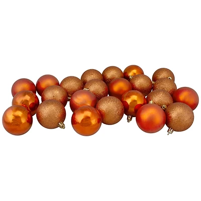 24ct. 2.5" Orange 4-Finish Shatterproof Christmas Ball Ornaments