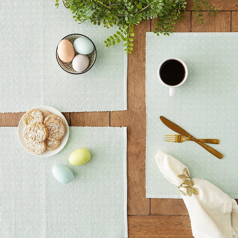 DII® Misty Blue Dobby Dots Rib Placemat (Set of 6)