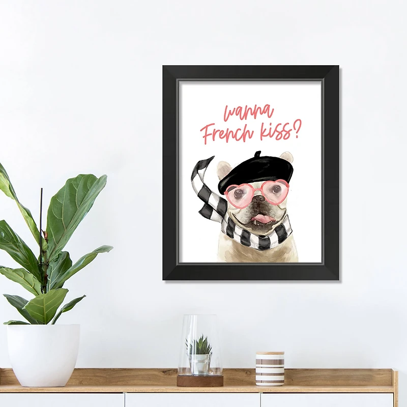 Wanna French Kiss Black Framed Print Under Plexiglass