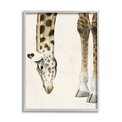 Stupell Industries Giraffe Grazing Safari Animal Wall Art in Gray Frame