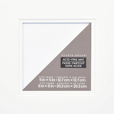 8" x 8" Brazilian White Double Mat by Studio Décor®, 5" x 5" Opening Size