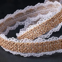 12 Pack: 3/4" x 5yd. Faux Burlap with Lace Edging Ribbon by Celebrate It® Classic