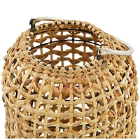 The Novogratz 15" Brown Metal Handmade Candle Lantern with Glass Holder and Handle