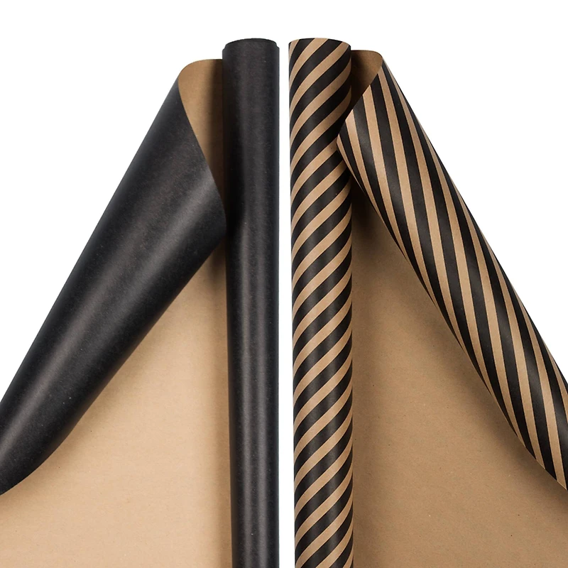 JAM Paper Stripes & Solids Combo Gift Wrap Set