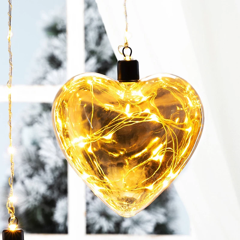 Glitzhome® 26" LED Glass Heart Wall Décor, Set Of 3