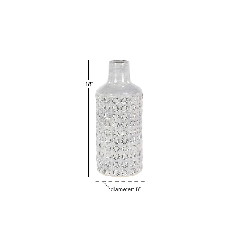 CosmoLiving by Cosmopolitan White Porcelain Coastal Style Vase, 8" x 18"