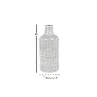 CosmoLiving by Cosmopolitan White Porcelain Coastal Style Vase, 8" x 18"