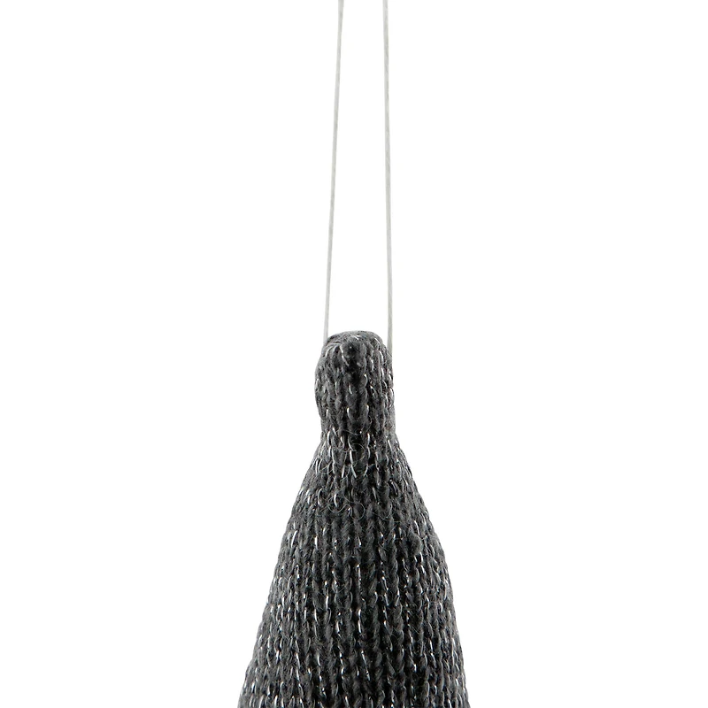 8" Metallic Gray Knit Gnome Head LED Ornament