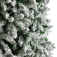 10ft. Pre-Lit Slim Flocked Montreal Fir Artificial Christmas Tree, White LED Lights