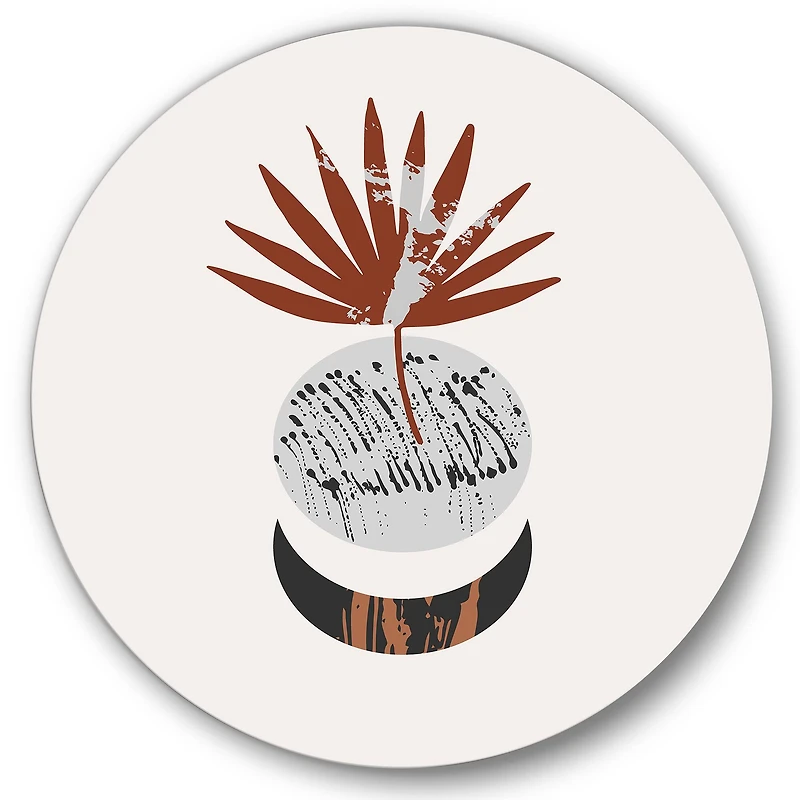 Designart - Moon and Sun Shapes In Retro Terracotta Tones II