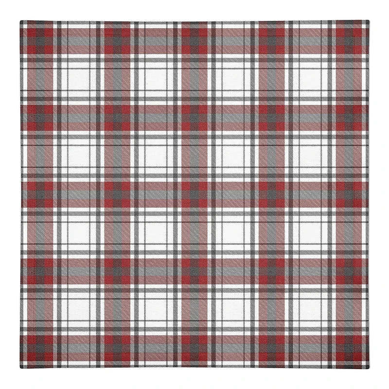 Red Gray Plaid 10x10 Cotton Twill Napkin