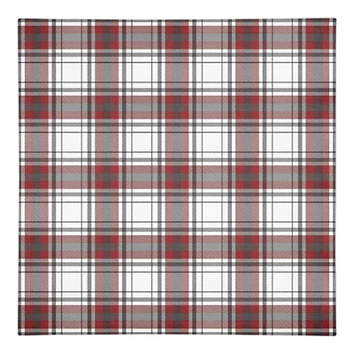 Red Gray Plaid 10x10 Cotton Twill Napkin