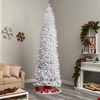 10ft. Pre-Lit Slim White Artificial Christmas Tree, Warm White LED Lights