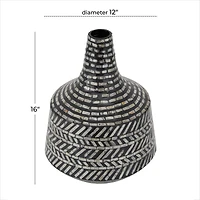 16" Black Shell Contemporary Vase