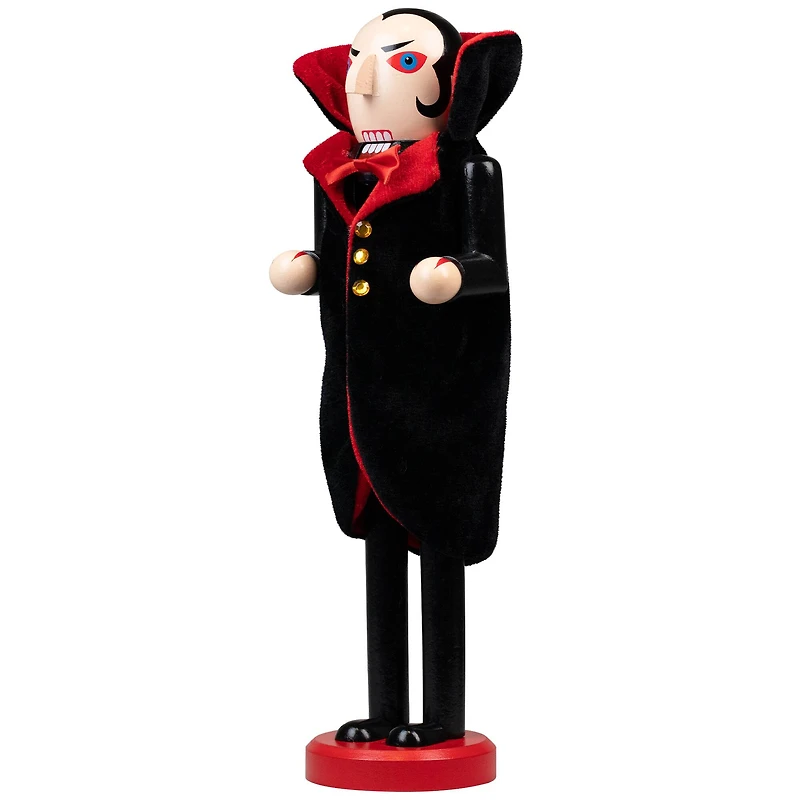 14" Black & Red Wooden Vampire Halloween Nutcracker