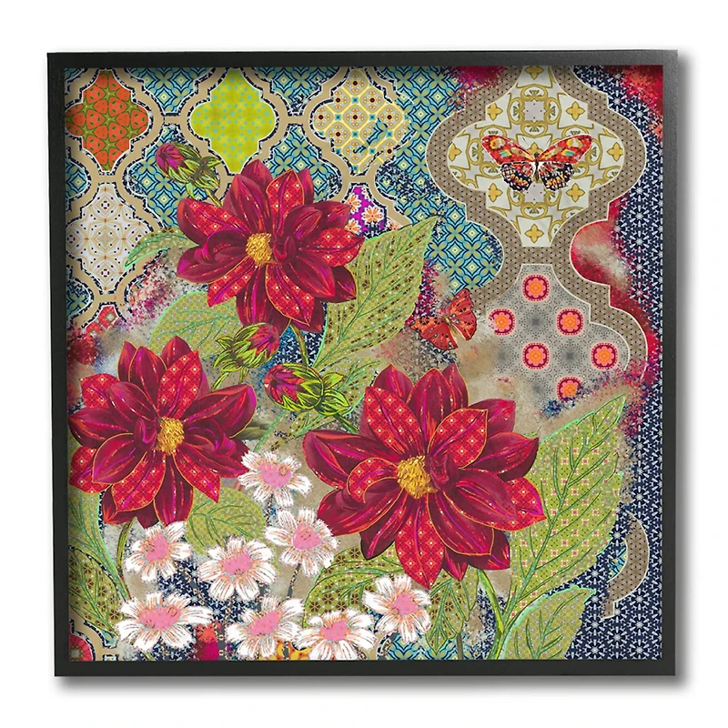 Stupell Industries Abstract Floral Butterfly Wall Art in Black Frame