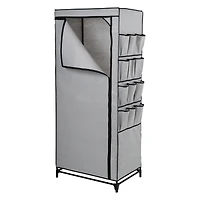 Honey Can Do 27" Gray Portable Wardrobe Closet with Cover & Side Pockets