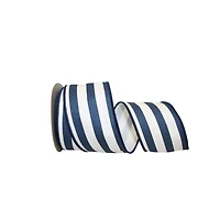 JAM Paper 2.5" x 10yd. Navy Wired Cabana Stripe Twill Ribbon