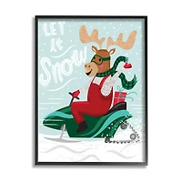 Stupell Industries Let It Snow Moose Sleigh Framed Giclee Art