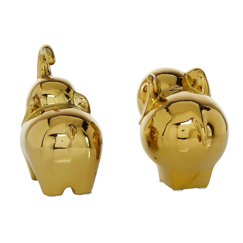 The Novogratz 7" Gold Contemporary Elephant Sculpture Set