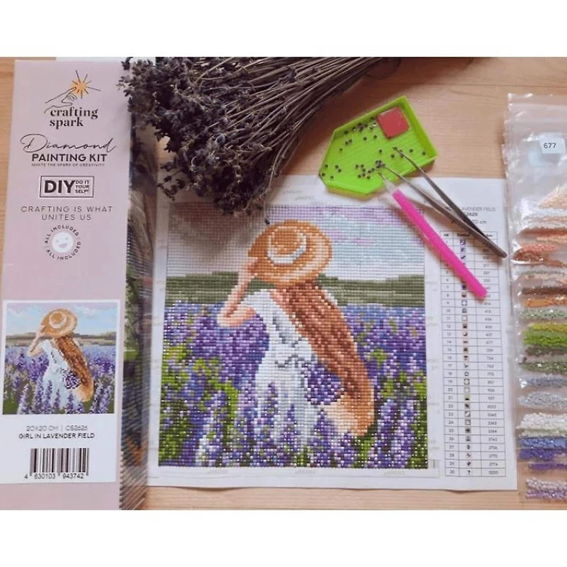 Crafting Spark Girl in Lavender Field Diamond Painting Kit